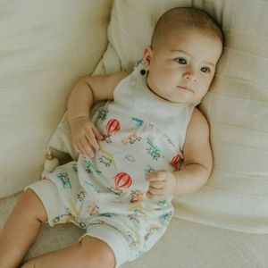 2/$25 Finn and Emma Flying Pigs Baby Sleeveless Romper